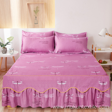 Printed cheap Homeuse bed skirt sets